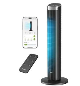 Leiser Ventilator, 23dB Smart Turmventilator, 90° Oszillation Tower Fan