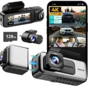BOTSLAB 4K 3-Kanal Dashcam Auto Vorne Hinten, 3 Channel 4K+1080P+1080P, GPS 5.8GHz WiFi Dash Cam
