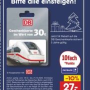 DB-Geschenkkarte mit 10% Rabatt (27 €) bei Netto MD ab 16.12.