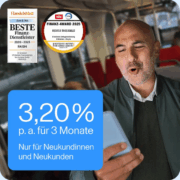 Tagesgeld bei Raisin: 3,2% p.a. für 3 Monate - nur für Neukunden