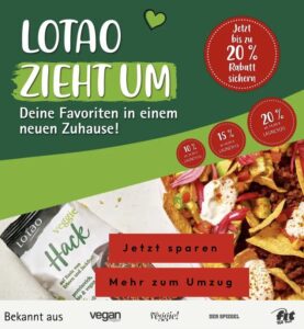 bis zu 20% Rabatt auf Lotao Jackfrucht Produkte wegen des Umzugs zu Biozentrale