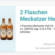 Gratis 2 Flaschen Meckatzer hell in der Logo App