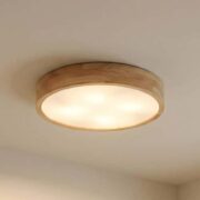 Lindby Deckenlampe Tanju, Ø60 cm, 5-flg., Kautschukholz, E27