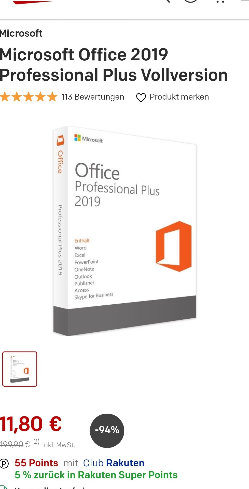 Microsoft Office 2019 Professional Plus Vollversion
