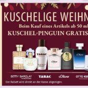 Müller: Kuschelige Weihnachten - Kaufe einen teilnehmenden Artikel (50 ml) und erhalte einen Kuschel-Pinguin gratis