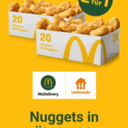 McDelivery: nur heute 40 Chicken McNuggets zum Preis von 20 bei Bestellung über Lieferando