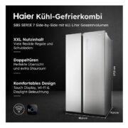 Haier Side-by-Side Kühl-/Gefrierkombi HSW79F18ANMM (391 L Kühlen / 220 L Gefrieren / EEK: A) für 1338,95€ statt 1608,90€