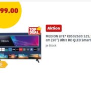 Penny: Medion 50 Zoll Fernseher Ultra HD QLED Smart-TV für 199 € (ab 26.02.)