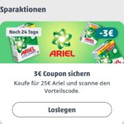 Penny Vorteil: 3 € Coupon beim Kauf von Ariel im Wert von 25 €