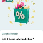Rewe: 5 € Bonus auf einen Einkauf (MEW 30 €)